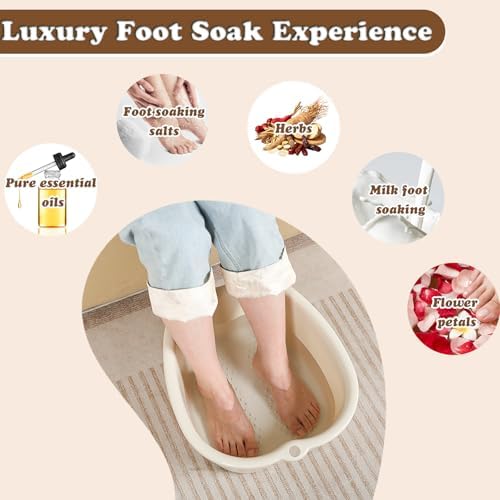 Foot Soaking Bath Basin, Soaking Tub, Large Basin, Feet Pedicure|Foot Massager, Ideal for Relaxation & Stress Relief - Perfect for Home & Spa Use (White)