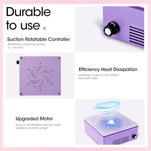 Gellen Nail Dust Collector with Reusable Filter, Professional 60w Nail Vacuum Cleaner for Acrylic Nails, Low Noise Nail Dust Vacuum Cleaner for Home Salon, Manicure Fan Dust Collector