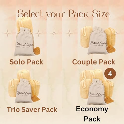 All Natural Loofah Sponge, Pack of 3 Real Egyptian Bath & Shower Exfoliating Loofa Scrubber Sponges for Face, Back & Body, Eco Friendly, No Toxic Chemicals, 6" x 6" by Crafts of Egypt