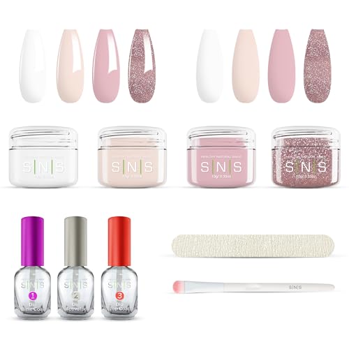 SNS Dip Powder Nail Kit, Dipping Powder Starter Kit (Pink & Sparkles) - Long-Lasting Dip Nail Colors for Stronger Nail Beds - Dip Powder Nail Color for At-Home DIY Nail Enthusiasts