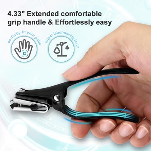 Nail Clippers for Seniors Fingernail and Toenails, 360° Rotating Head Ergonomic Long Handle Premium Steel Nail Trimmer for Men Women