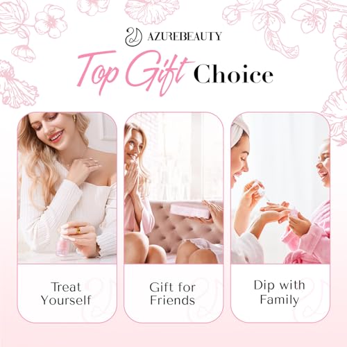 AZUREBEAUTY Low Odor Dip Powder Liquid Set, 15ml/0.5oz Upgraded Clear Base, Activator, Top Coat & Brush Saver,No Lamp Needed for Nail Kit