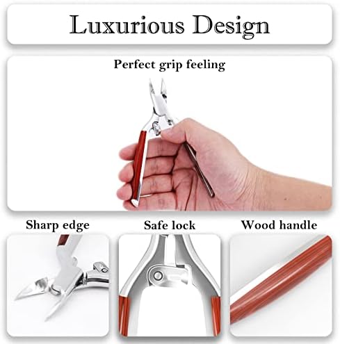 Podiatrist Toenail Clippers for Ingrown&Thick Toenails, alicates para uñas de pies, Luxury Wooden Handle Nail Clippers, Professional Toenail Cutter for Seniors, Men, Women
