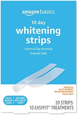 Amazon Basics 10 Day Teeth Whitening Strips Kit, 10 Treatments, 1-Pack (Previously Solimo)