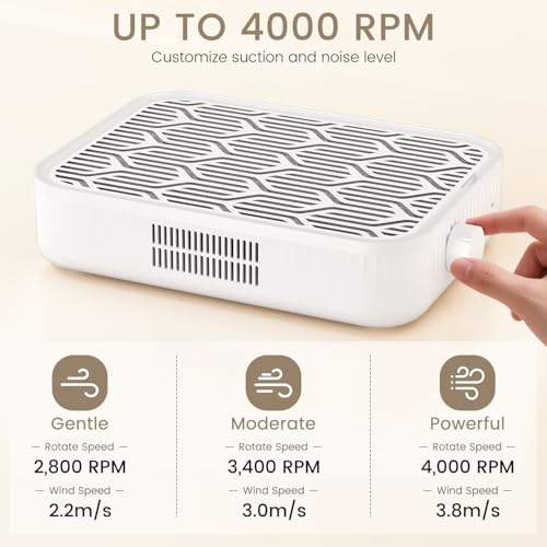 Nail Dust Collector Cordless - Rechargeable Nail Dust Collector Quiet & Powerful Suction, Professional Nail Tech Dust Collector for Acrylic Gel Polish Manicure Pedicure at Salon&Home