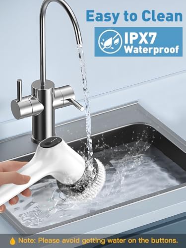 Electric Spin Scrubber for Cleaning Bathroom, Shower Scrubber Cordless Cleaning Brush with IPX7 Waterproof & 2 Speed,Cleaning Brush Cleaning Supplies for Shower Tub Kitchen Tile Toilet Silver
