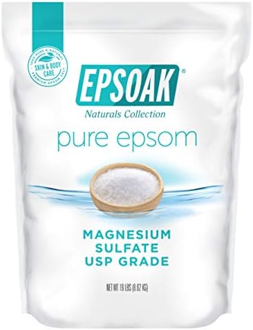 Epsoak Epsom Salt 19 lb. Magnesium Sulfate USP, Resealable Epsom Salt Bulk Bags Unscented, Made in The USA, Cruelty-Free Certified
