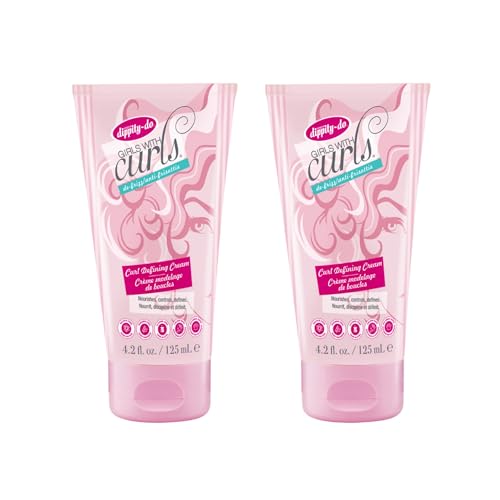 Dippity Do Girls with Curls Leave-In Curl Defining Cream - Anti-Frizz Styling Cream for Curly & Wavy Hair - Includes Shea Butter & Coconut Oil to Strengthen & Protect - 125 mL/4.2 fl oz - 2 Pack