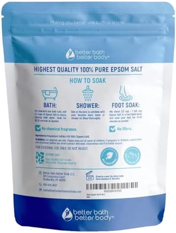 Epsom Salt 5 Lbs Bulk Bag USP Grade Multipurpose Unscented in BPA Free Pouch with Easy Press Lock Seal Plus Bamboo Scoop