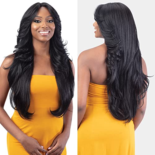 FreeTress Equal Curtain Bangs HD Lace Front Wig Bombshell (1B)