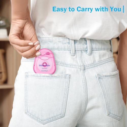 48 Pack Dental Floss Bulk 50m Each Mint Travel Dental Floss Oral Care for Teeth and Gum Protection(Multicolor)