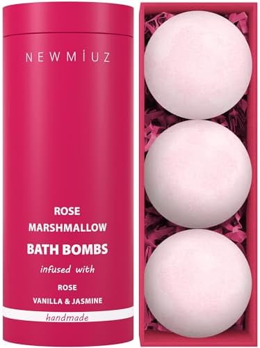 Rose Vanilla Bath Bomb Mega Foaming Bubbles Infused with Vanilla Jasmine Luxurious Spa Bath Essentials Nourishing Dry Skin Stress Relief Bath Gift