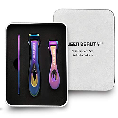 Nail Clippers for Thick Nails, Extra Wide Jaw Opening Nail Cutter for Hard Toenail, Stainless Steel Fingernail Big Toenail Trimmer with Nail File 3 Pcs Set for Large Toe Nail Seniors & Men & Women