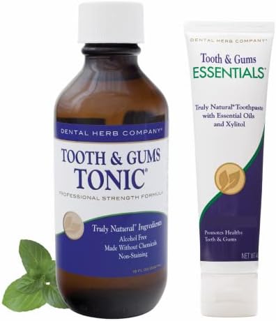 Dental Herb Company - Tooth & Gums Tonic (18 oz.) Mouthwash and Essentials Paste (Kit) - Truly Natural - Alchohol and Fluoride Free. Controls Bleeding and inflamed Gums and relieves Dry Mouth.
