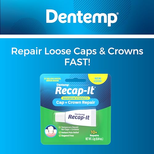 Dentemp Recap-It Cap and Crown Repair Dental Kit - Fast Acting Formula Dental Cement for Loose Caps (Pack of 3) - Temporary Cement for Crown and Bridge