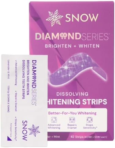Snow Diamond Series Purple Whitening Strips - Dissolving Teeth Whitening Strips for Sensitive Teeth, Instant Brightening with Hydroxyapatite, Color-Correcting Purple Formula, 42 Count