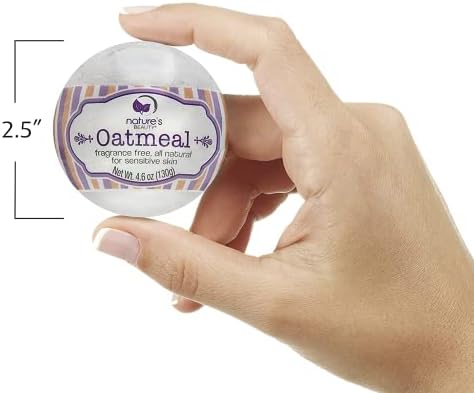 Nature's Beauty Oatmeal Fragrance-Free Bath Bomb Multi-Pack - Natural Hand Crafted, Non-Staining, Luxury Fizzy Spa Bomb, Sooth Dry + Itchy Skin Made w/Almond + Coconut Oil, 4.6 oz (4 Pack)