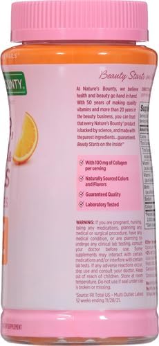 Nature's Bounty Optimal Solutions Hair, Skin & Nails with Biotin and Collagen, Citrus-Flavored Gummies Vitamin Supplement, 2500 mcg, 80 Ct (Pack of 2)