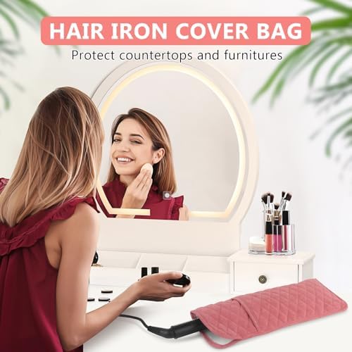 Heat Resistant Hair Tools Organizer Bag Portable Travel Storage Cover Case for Hair Straighteners, Curling Irons, Flat Irons and Hot Styling Tools(13.8" x 5.5")