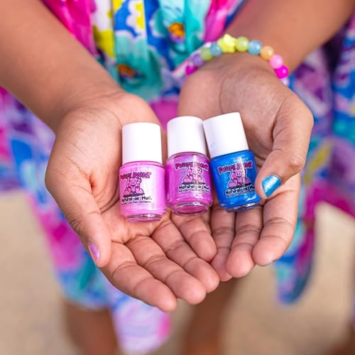 Piggy Paint | 100% Non-Toxic Girls Nail Polish | Safe, Cruelty-free, Vegan, & Low Odor for Kids | Shimmer & Sparkle (3 Polish + Nail Art Gift Set)