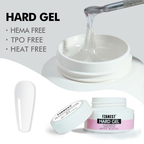 FZANEST Heat Free Builder Nail Gel Clear Hema Free Hard Gel For Nails Extension Sculpting Overlay UV Led Soak Off #01
