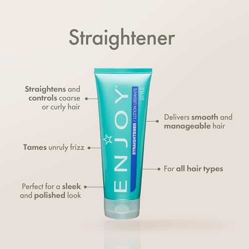 ENJOY Straightener, 8 Oz. - Hair Styling Cream, For All Hair Types, Straighten and Control, Soft and Smooth, Curly Hair Products