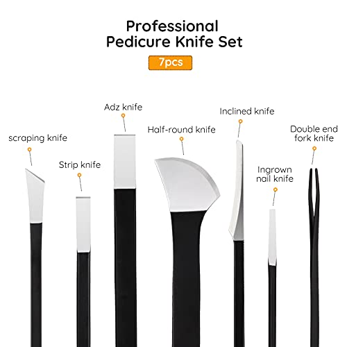 Pedicure Knife Set, Segbeauty 7 Pack Ingrown Toenail Tools with PU Storage Bag, High Manganese Steel Nail Knives Cuticle Remover, Professional Foot Repair Sharp Blade Kit for Nail Corn Callus