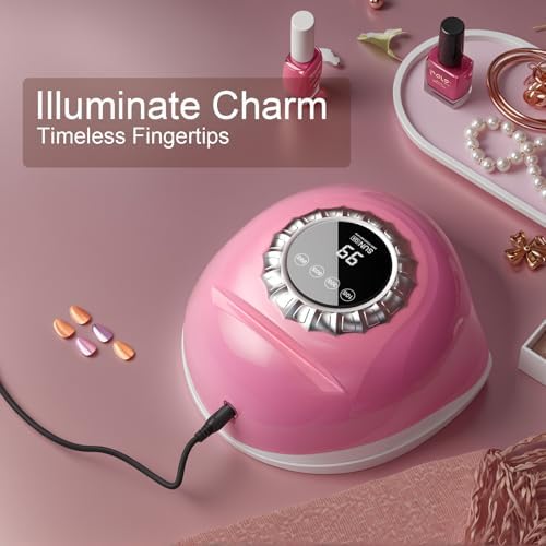 Pink UV LED Nail Lamp – Elegant Touch Screen Nail Dryer with 4 Timer Settings, Detachable Base & Dual Light Beads for Quick Gel Polish Curing – Salon-Quality Manicure at Home