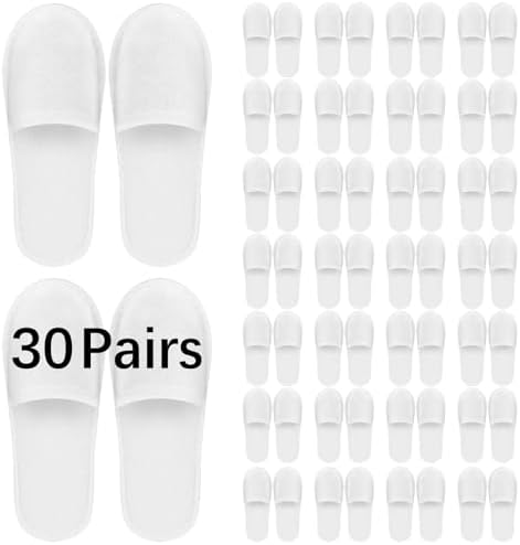 disposable slipper disposable slippers for guests hotel slippers spa slippers Pack for Hotel, Spa, Travel, Shoeless Home, White Closed Toe (US Men Size 10, Women 11)