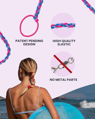 Rip Tie 24" x 3mm Extra Hold Soft Hair Tie for Women, 3 Pack Multicolor – Tangle Free Ponytail Holders – Prevents Hair Damage – Ideal for Activities like Surfing, Exercising, Running, and More