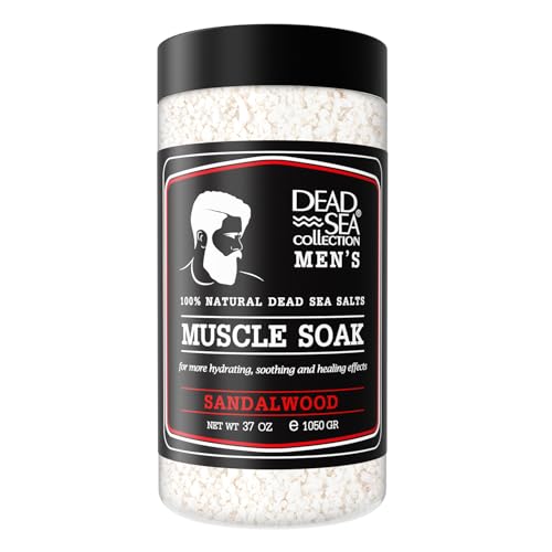 Dead Sea Collection Bath Salts for Men with Sandalwood Oil - Muscle Recovery Bath Soak – Mens Pure Dead Sea Salt for Soothing and Relaxing - 37 Oz