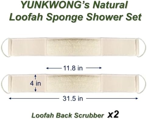 Natural Loofah Sponge, Exfoliating Body Scrubber for Men Women, Loofah with Handle, Exfoliating Back Scrubber for Shower Set, Deeply Clean & Invigorate Your Skin (2 pcs in Box)