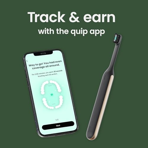 Quip Ultra Next Generation Smart Toothbrush - Timed Electric Toothbrush with Case - Replaceable Brush Head, Soft Bristles, Silicone Handle, 30-Day Battery Life - Travel Toothbrush - Eclipse