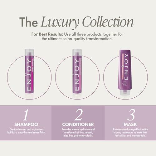 Enjoy Luxury Shampoo - Eliminates Frizz Cleansing Moisturizing Smoothing - Sulfate Free For Thick Coarse or Curly Hair (10.1 Fl Oz)