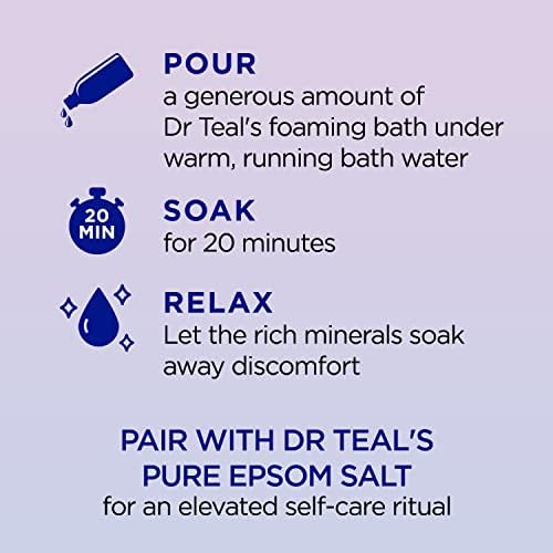 Dr Teal's Foaming Bath with Pure Epsom Salt, Sleep Blend with Melatonin, Lavender & Chamomile Essential Oils, 34 fl oz (Pack of 2)