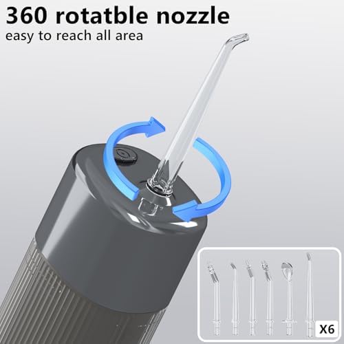 Portable Mini Water Flosser, Oral Irrigator Water Teeth Cleaner Pick with Telescopic Water Tank,3 Modes & IPX7 Waterproof, Home & Travel