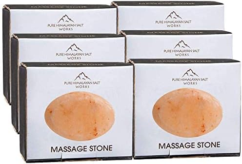 Flat Oval Massage Stone, Pink Crystal Hand-Carved Stone for Massage Therapy, Deodorant and Salt and Sugar Scrubs, 2.5” W x 3.5” L x 1” D (Pack of 6)
