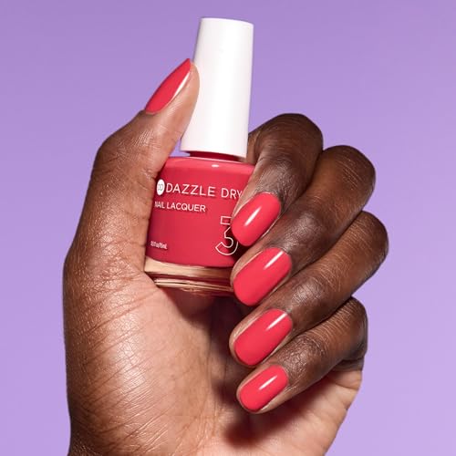 Dazzle Dry Nail Lacquer (Step 3) - Let's Get Away - A vivid coral with reddish-pink undertones. Full coverage cream. (0.5 fl oz)