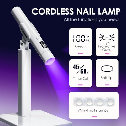 Mini UV Light for Gel Nails: Rechargeable Handheld UV Nail Lamp, Flash Cure Light for Gel x Nails LED Nail Lamp with Magnetic Stand, Fast Curing, Suitable for Home Manicure and Nail Salon