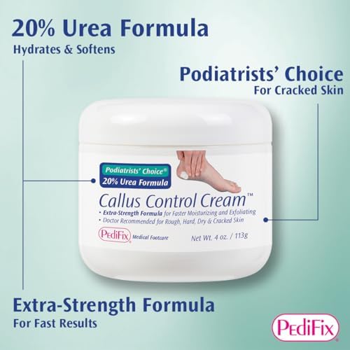 Pedifix Podiatrists' Choice 20% Urea Callus Control Extra Strength Foot Cream 4 Oz. (113g) - Professional Treatment for Dry, Cracked Feet, Callus & Foot Care Relief