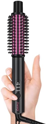 Mini Thermal Brush 3 Temperature Adjustable, Travel Curling Iron for Short Hair 1 Inch, Heated Round Brush for Soft Curls, Lightweight Curling Wand Perfect for Bouncy Hair, Dual Voltage