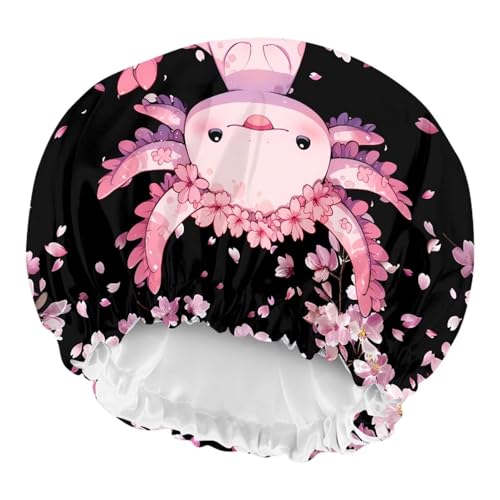 Floral Axolotl Kids Girls Sleeping Cap with Elastic Band Softy Baby Bonnet Large Tops, Comfortable Sleep Bonnet Night Sleep Caps