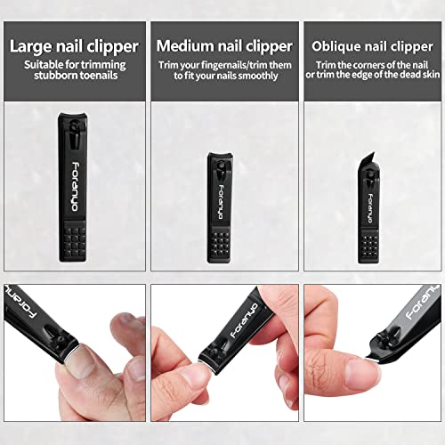 Nail Clippers,3 Piece Toenail Clippers Fingernail Clipper Nail Clippers for Men Women Adult, Nail Cutter Nail Clippers Set for Thick Toenails & Nails Black-no Case