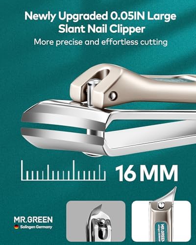 MR.GREEN Ingrown Nail Clippers, Slanted Curved Blade Nail Clippers for Ingrown Nails, Toenail Clippers for Thick Nails, Medical Grade Stainless Steel Professional fingernail Clippers For Men And Women