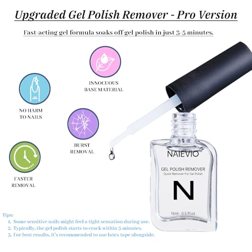 Gel Polish Remover Kit - Remove Gel Polish in 3-5 Min! No Soak & Foil-Free Gel Nail Polish Remover with Cuticle Pusher & File for Salon Results at Home (0.5 fl oz)