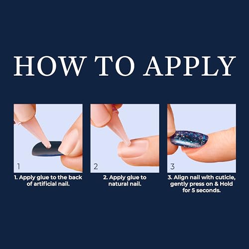 KISS Gel Fantasy Allure Press On Nails Almond Shape, 'Space', Pink, Medium Length, Ready to Wear, Pink Glue (2g), Cuticle Stick, & Mini File, 28 Count