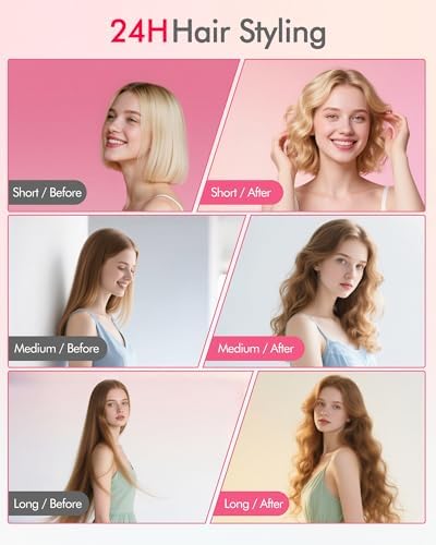 Mini Curling Iron for Travel, Dual Voltage Curling Wand with European, UK Plug Adapter, Small Wave Hair Curler for Short, Long Hair, Tiny Long Barrel Hot Tool Temp Control up to 410℉, 1 Inch