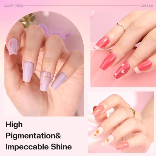 Morovan Fingernail Nail Polish Set: Hot Pink Nail Polish Kit Air Quick Dry Regular Finger Nail Polish Pack for Women Gift Holiday
