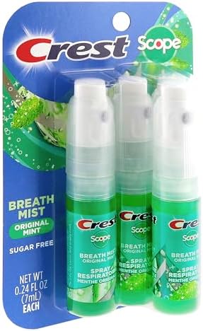Crest Scope | One 4-Pack of Mint Breath Mist Sprays (4 Total Sprays) - 0.24 Ounce (7mL) - Made in an FDA Audited USA Facility