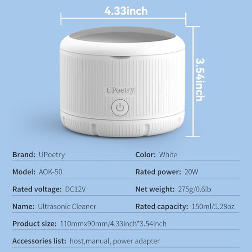 Retainer Cleaner Machine - Ultrasonic Retainer Cleaner, Dental Cleaning Pod for Braces, Dentures, Pacifiers, Mouth Guards, Jewelry & Toothbrush Heads, 150ml Portable Cleaning Machine